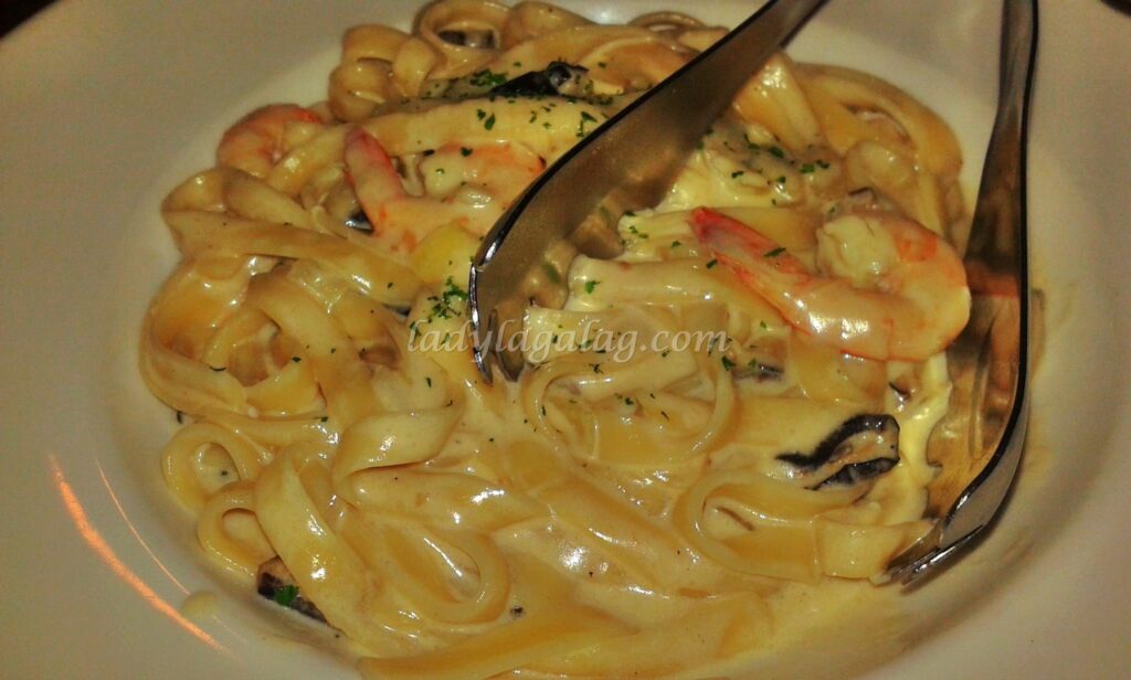 A creamy pasta from the restaurant in TriNoma