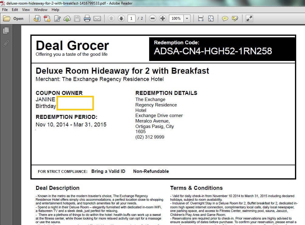 There are deals for hotel in Ortigas at Deal Grocer.