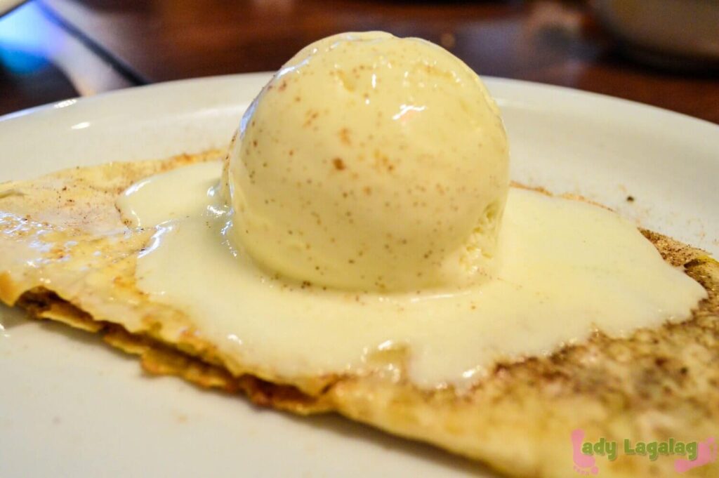 What’s dining in without dessert? Here’s banana caramel crepe at Rub Ribs, a restaurant in Tomas Morato.