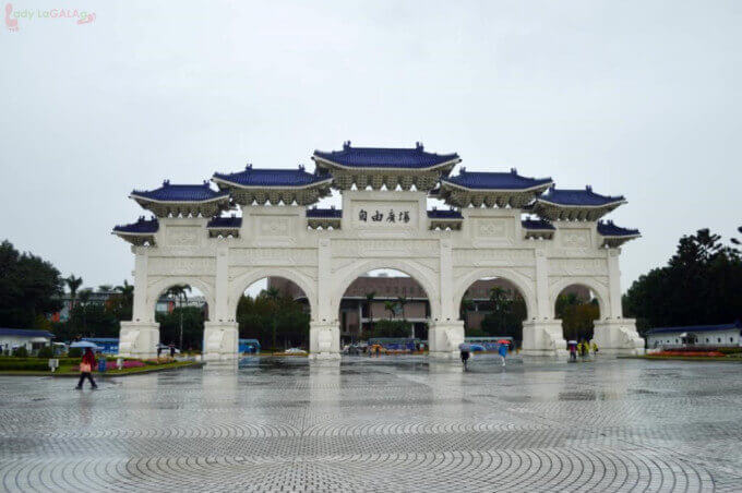 this white and blue main gate as one of the attractions in Taiwan