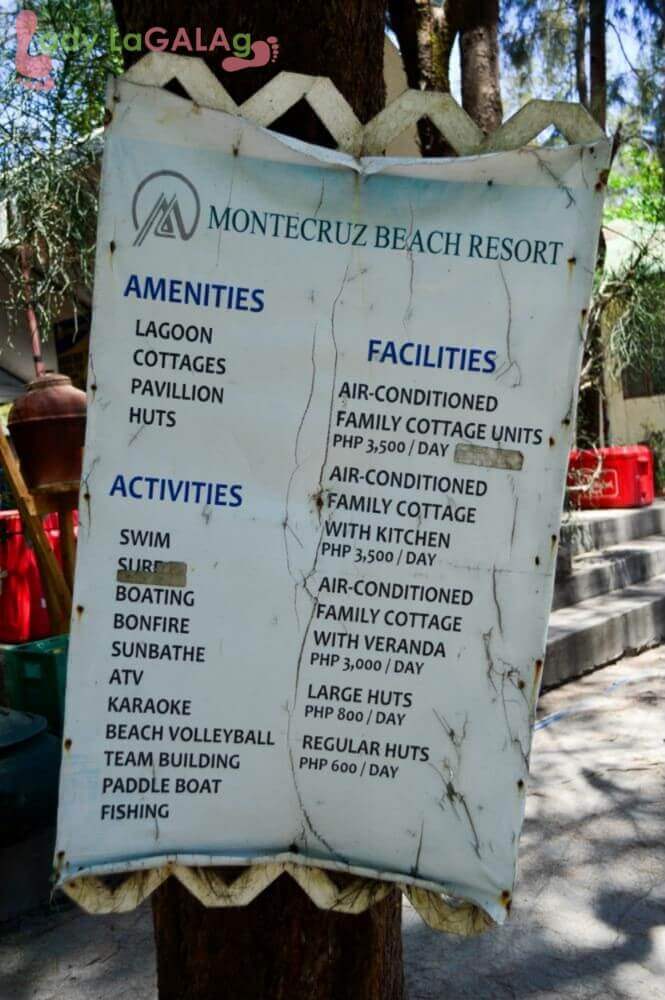 The facilities of Monte Cruz Beach Resort