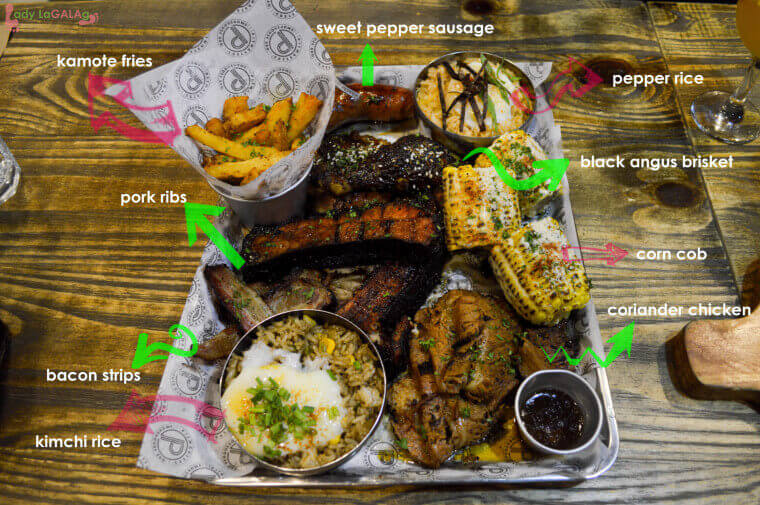 A Pit Platter of Pitmaster’s Smokehouse only here at this restaurant in Kapitolyo
